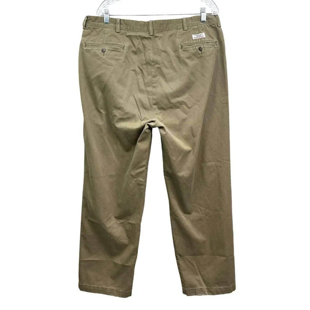 Polo By Ralph Lauren Mens Andrew Pants Pleated Chino Slash Pockets Khaki Sz W38*